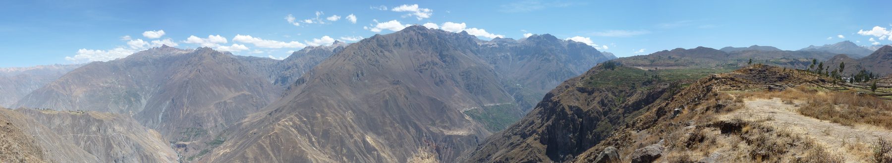 Panorama across the Colca Canyon from its rim